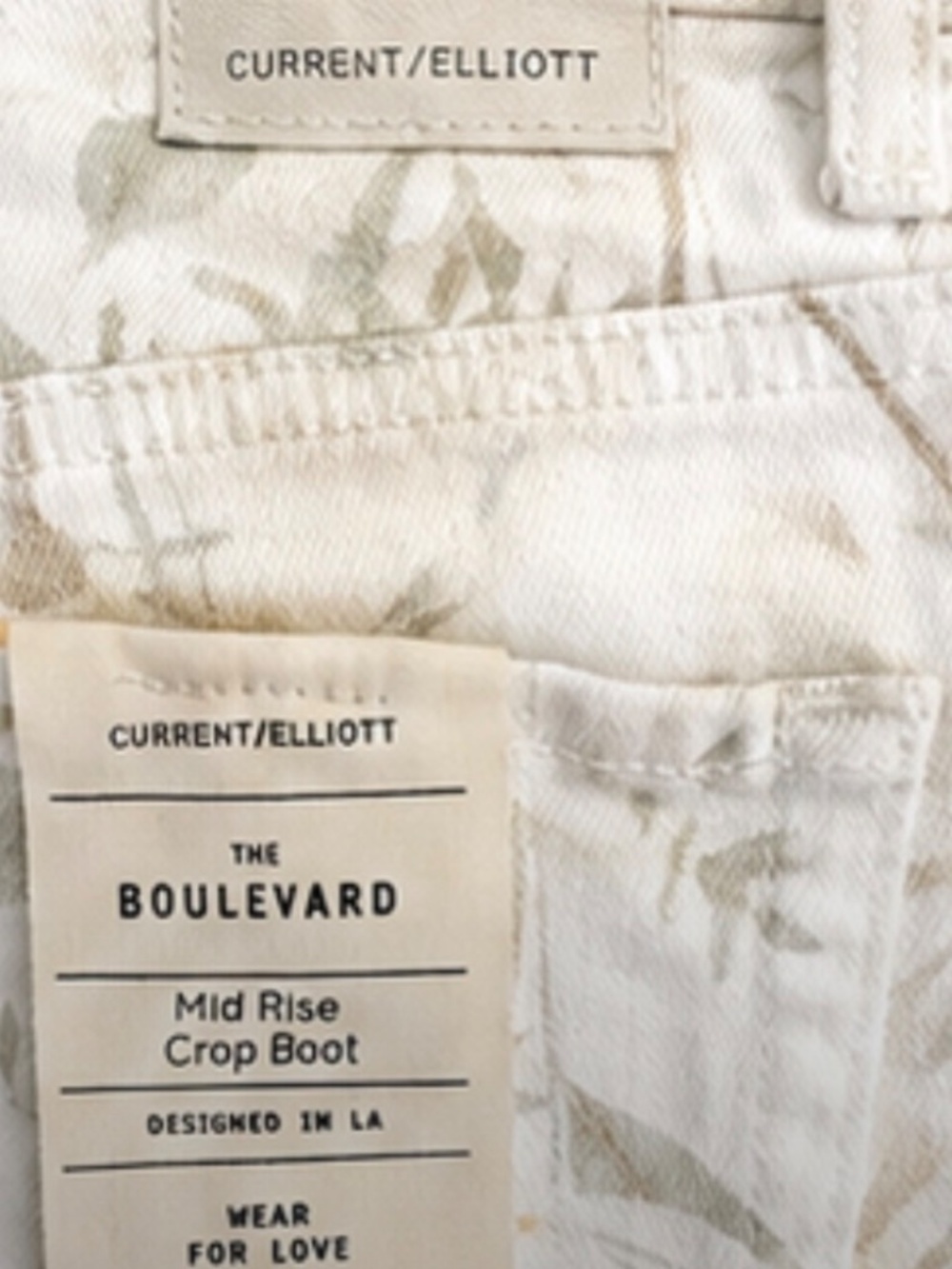 Current/Elliott The Boulevard Mid Rise Crop Boot Jeans Size 26 NWT Floral Print - Picture 8 of 9